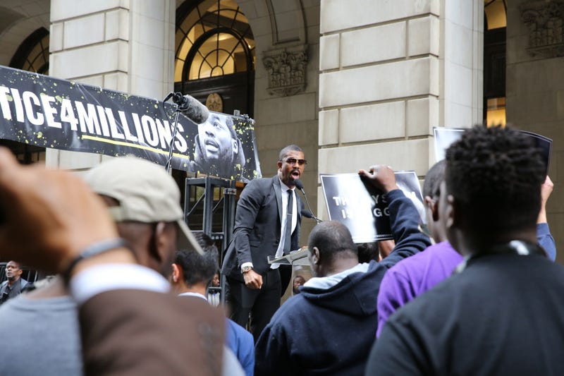 Meek Mill supporters rallied outside of the Juanita Kidd Stout Center for Criminal Justice in Philadelphia on August 27, 2019.