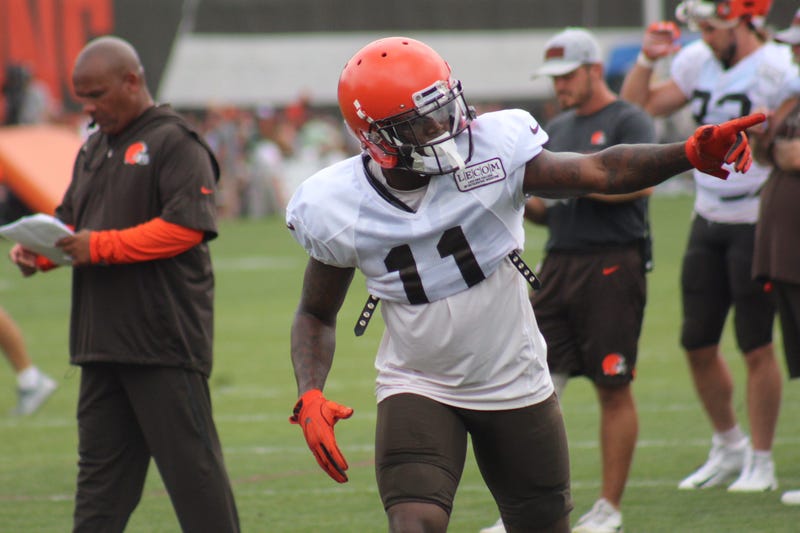 Browns receiver Antonio Callaway practices on Aug. 7, 2018, 2 days following a marijuana citation.