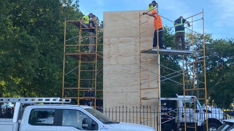 South Philly pro-police demonstrators outraged over reassigned captain; city boxes up Columbus statue