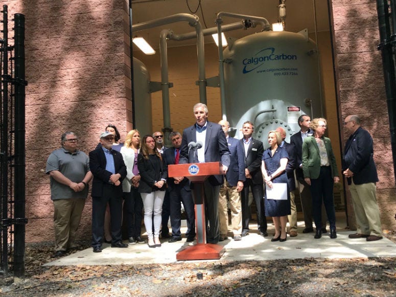 State Rep. Todd Stephens and Gov. Tom Wolf were among about a dozen state lawmakers in Horsham trying to rally support for a few different plans aimed at ensuring safe drinking water.