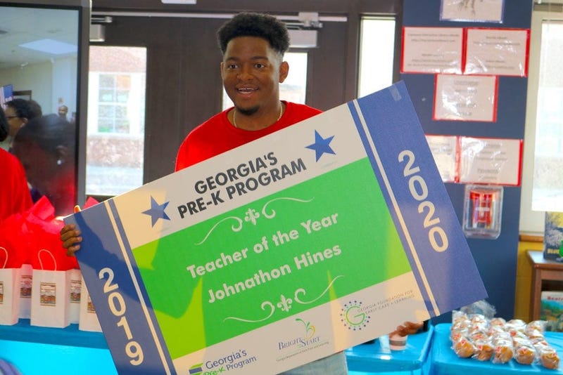 Georgia Pre-K Teacher of the Year Johnathon Hines says time away from his student is difficult