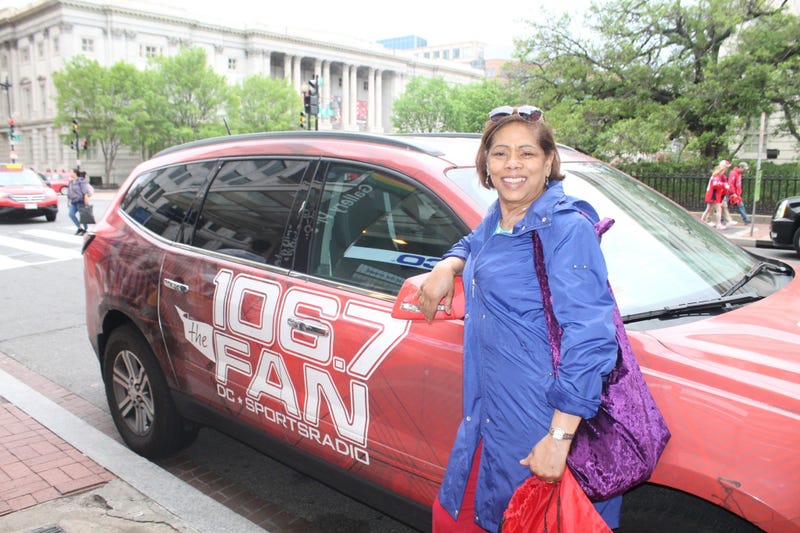The 106.7 The Fan Street Team hangs out with fans before the Capitals vs. Penguins game at the Capitol One Arena.