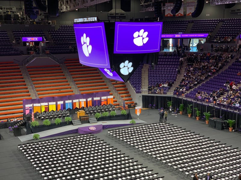 December 2019 graduation ceremony at Littlejohn Coliseum on the Clemson University campus