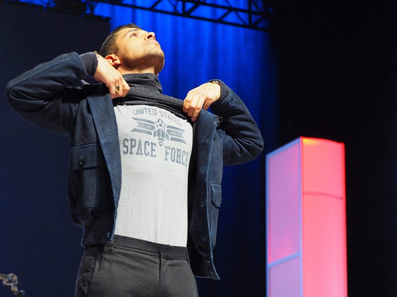 Wilmer Valderrama displays his Space Force shirt