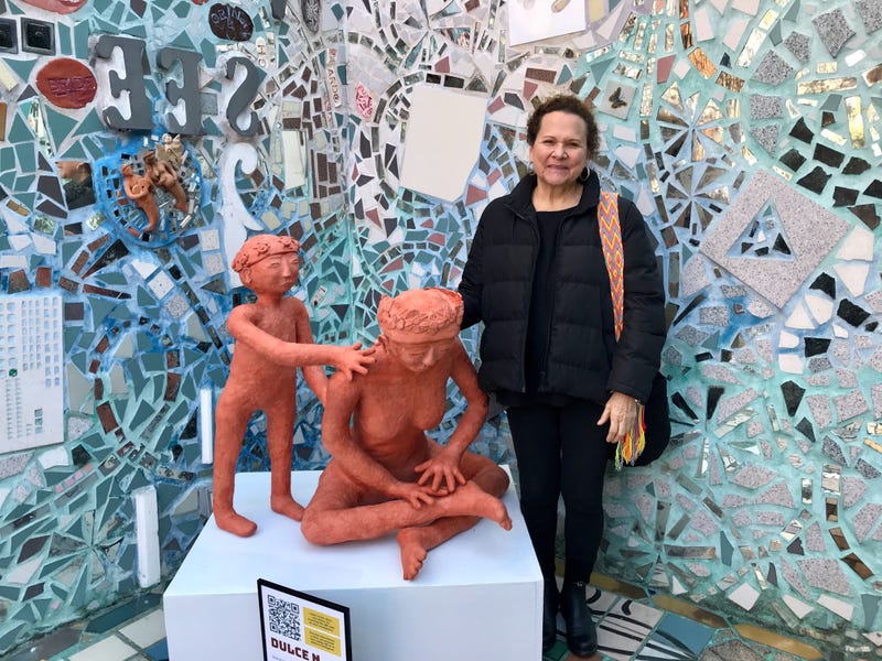 Nora Litz, of Puentes de Salud, is lead artist of the new exhibit "Vidas Suspendidas" at Philadelphia's Magic Gardens through November 18.