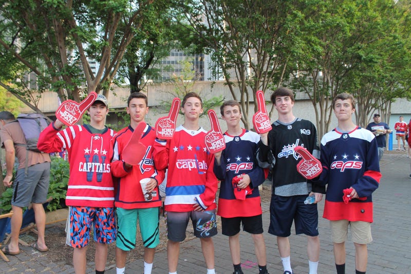 The 106.7 The Fan Street Team joins fans at a live viewing of the Capitals vs. Lighting game at Gateway Park, Rosslyn, VA.