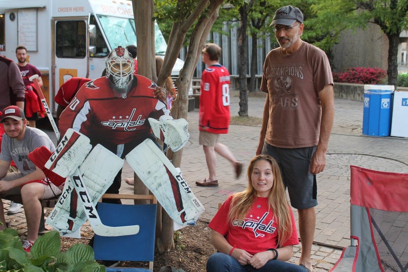 The 106.7 The Fan Street Team joins fans at a live viewing of the Capitals vs. Lighting game at Gateway Park, Rosslyn, VA.