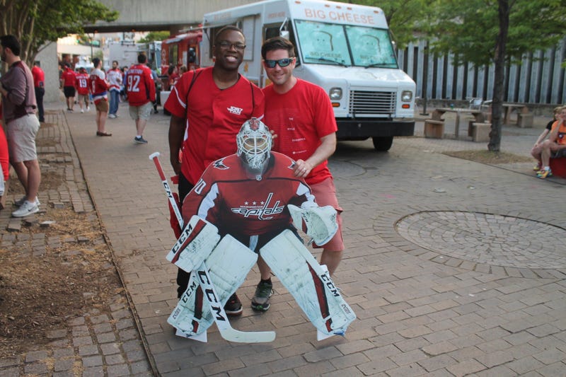 The 106.7 The Fan Street Team joins fans at a live viewing of the Capitals vs. Lighting game at Gateway Park, Rosslyn, VA.