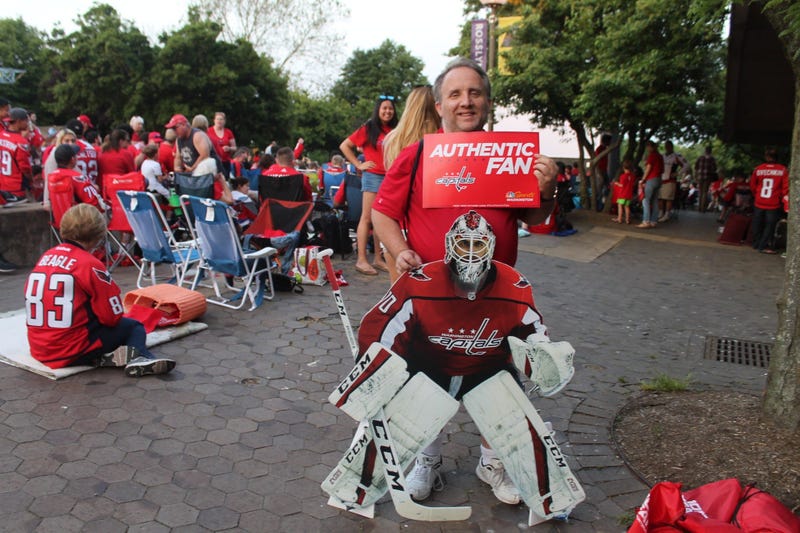 The 106.7 The Fan Street Team joins fans at a live viewing of the Capitals vs. Lighting game at Gateway Park, Rosslyn, VA.