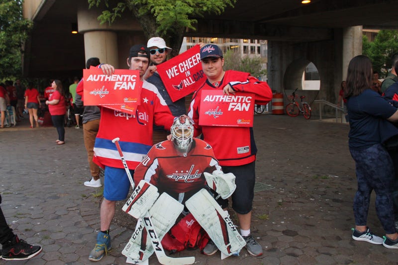The 106.7 The Fan Street Team joins fans at a live viewing of the Capitals vs. Lighting game at Gateway Park, Rosslyn, VA.