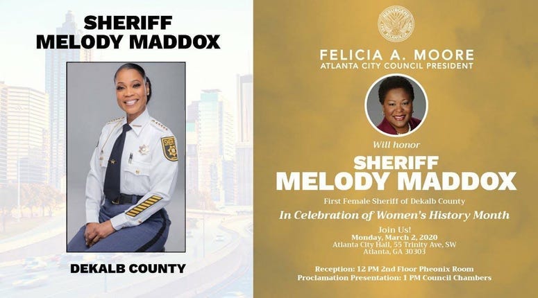 Atlanta City Council President Felicia Moore presented DeKalb County Sheriff Melody Maddox with a Proclamation-2