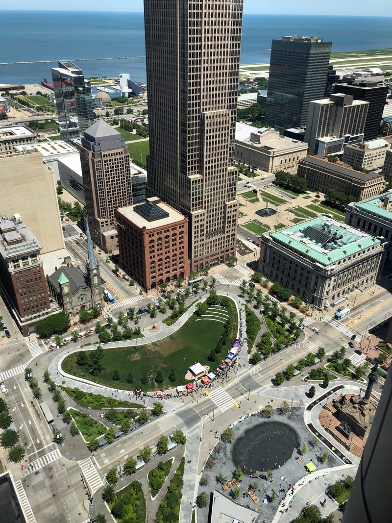 Cleveland Public Square from above at Tower City Center