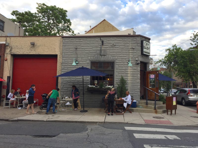 Outdoor dining at Cry Baby Pasta