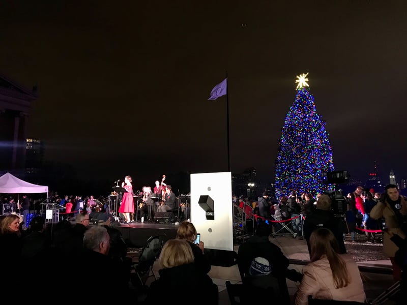 Tree lighting at Philadelphia Museum of Art