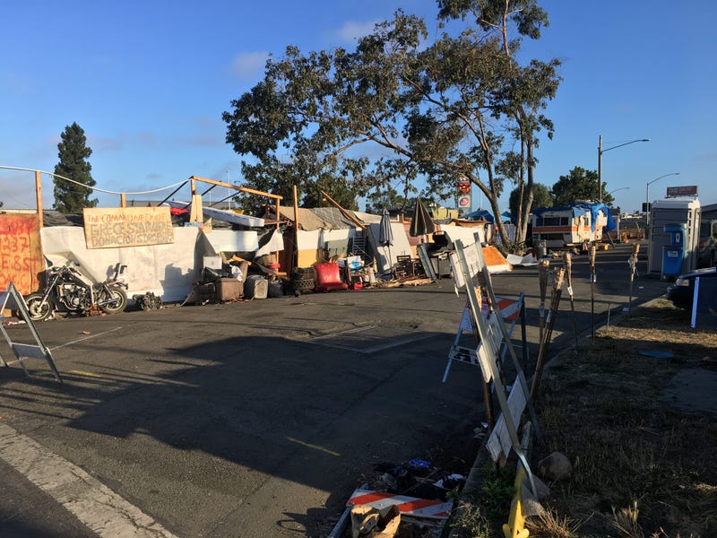 A homeless encampment near a Home Depot in Oakland on July 23, 2019.