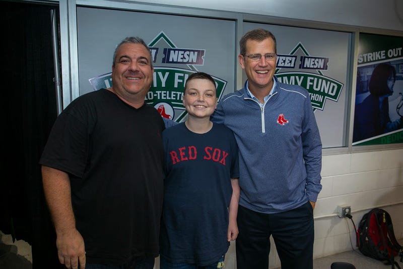 Zach Cummings, 16, acute lymphoblastic lymphoma, and Dad with Sam Kennedy.