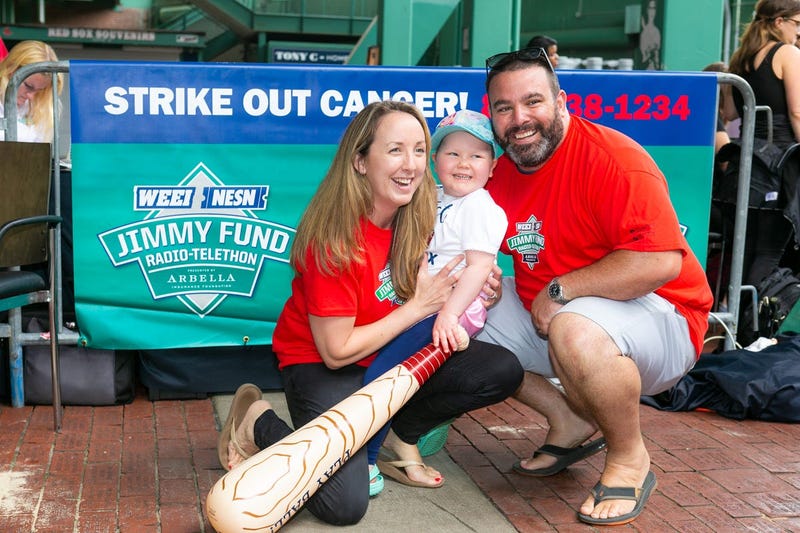 Hannah Serpa, 3, B-cell acute lymphoblastic leukemia, with her parents Mark and Michelle.