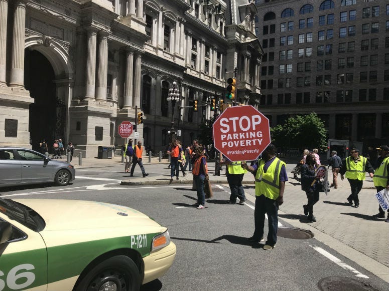 Parking workers in Philadelphia are fed up with their working conditions and took their frustration to some of the businesses they are unhappy with.