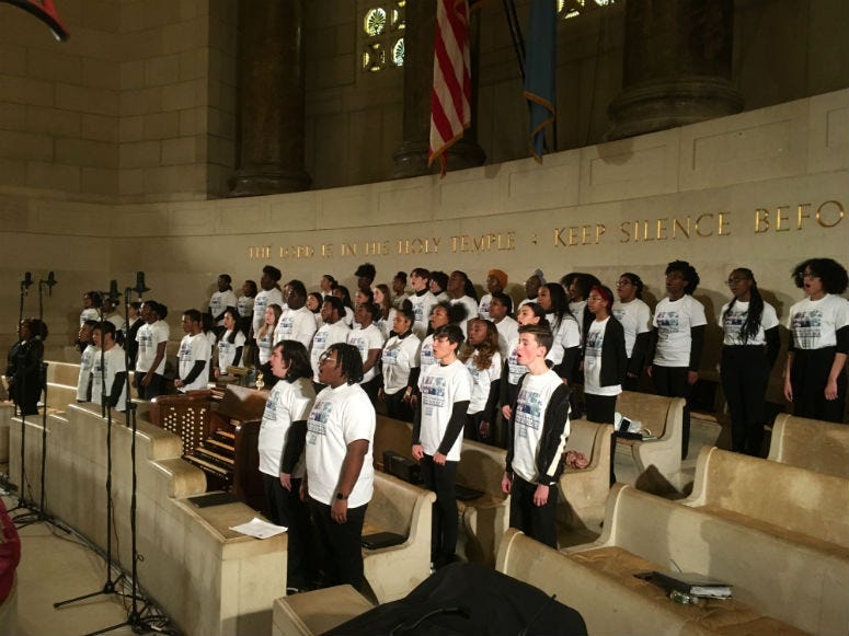 To cap off the largest MLK Day of Service event in the country, the Philadelphia Orchestra and a high school choir performed in the intimate chapel at Girard College. 