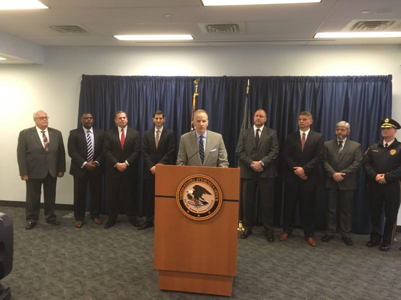 U.S. Attorney Bill McSwain alleges 14 people unlawfully prescribed oxycodone.