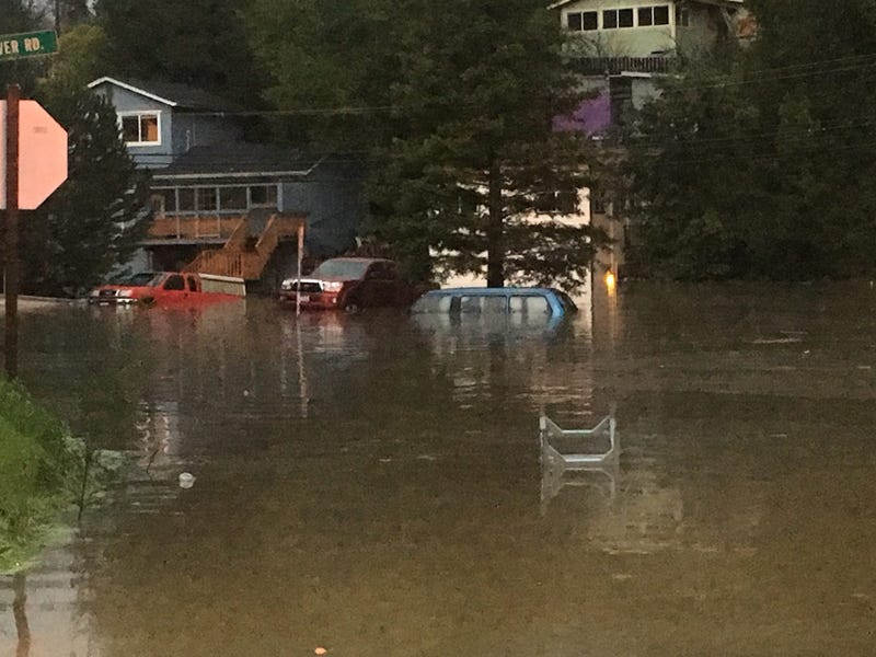 Flooded area along Russian River at Guerneville February 27, 2019