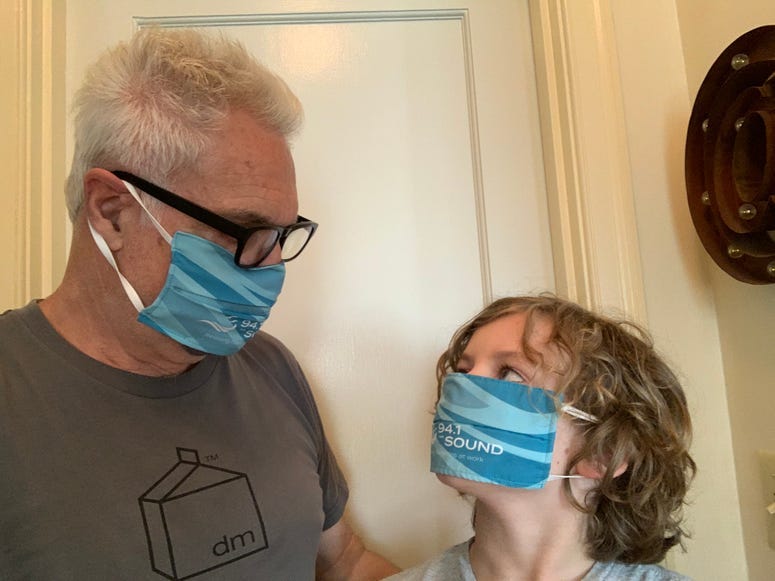 John and Dawson wearing masks