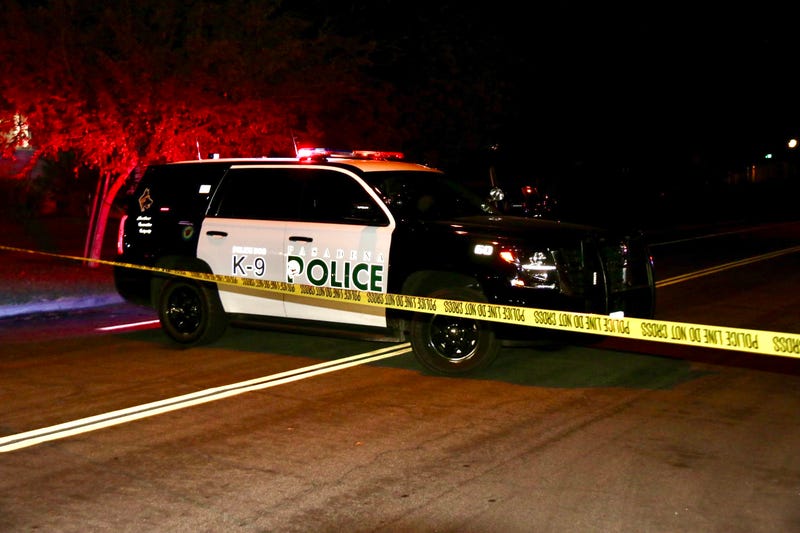 Police tape and K9 unit.