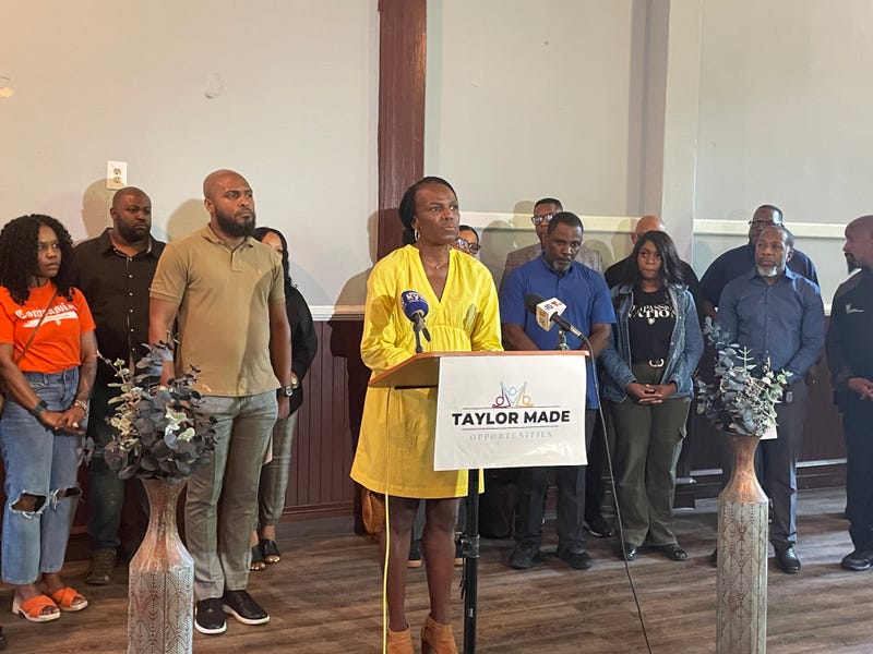Founder of Black Doctors Consortium Dr. Ala Stanford spoke during a news conference on the expansion of the Corners to Connections program. June is Gun Violence Awareness Month.