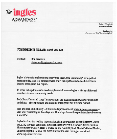 Press Release from Ingles