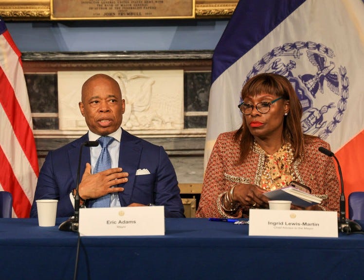 Mayor Eric Adams' (L) chief adviser Ingrid Lewis-Martin (R) resigned on Sunday, Dec. 15, effective immediately.