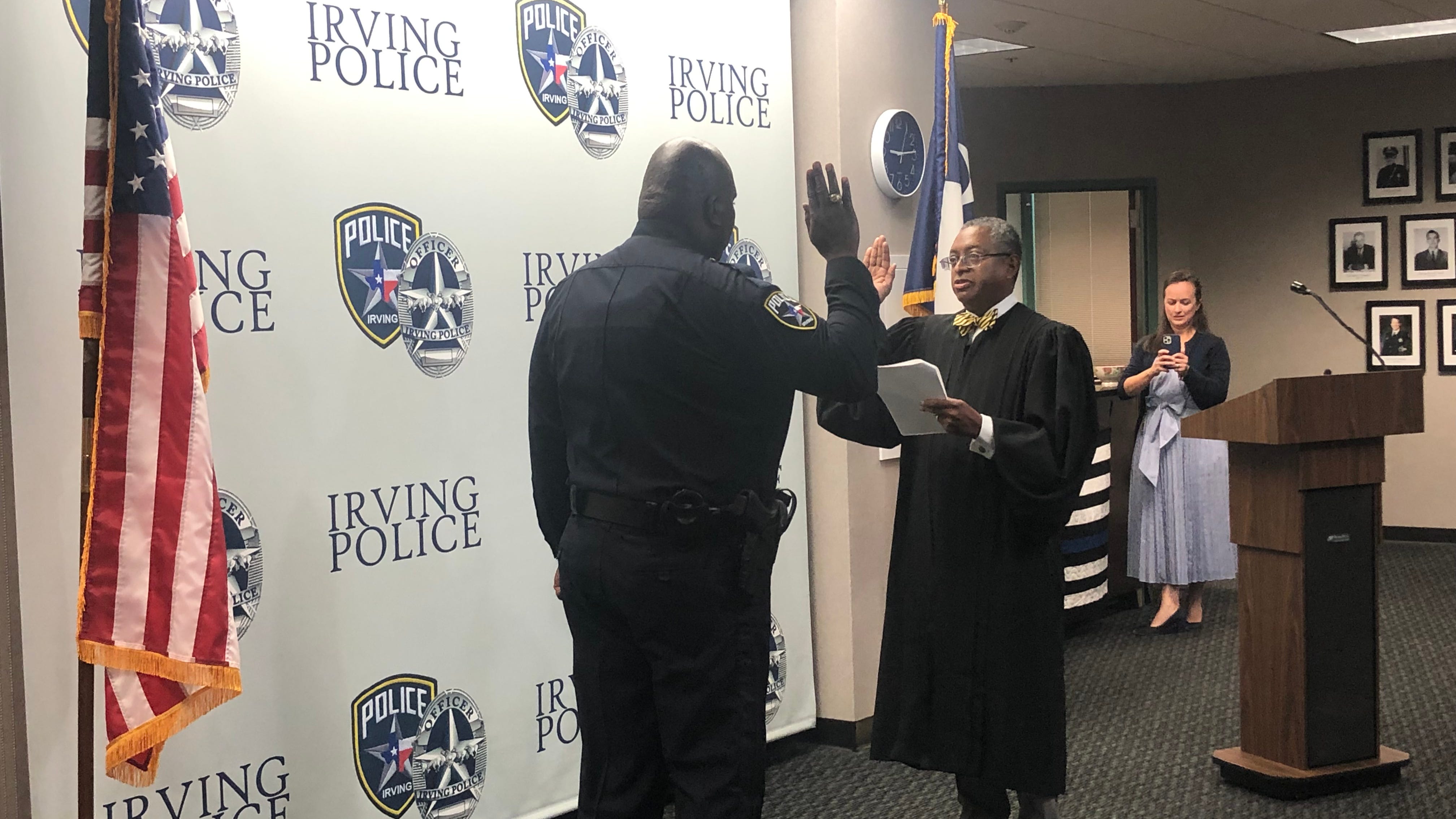 Former Carrollton Police Chief Derrick Miller sworn in as new Irving Police Chief