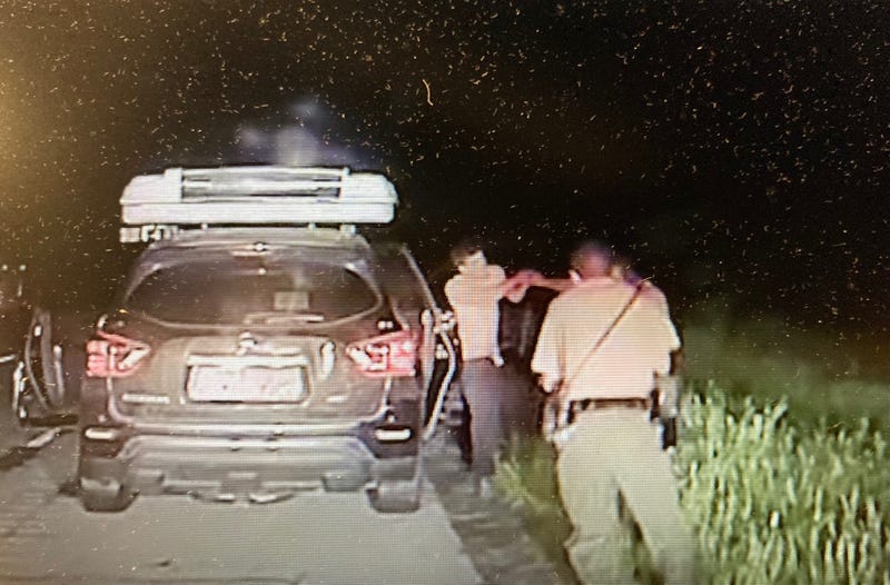 man scuffles with troopers on side of road