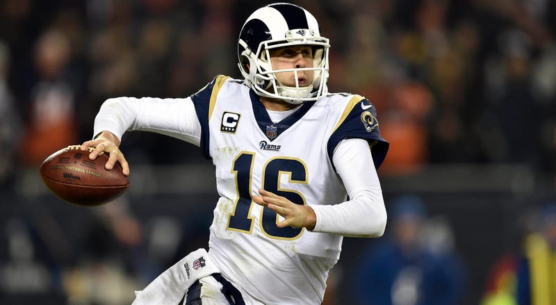 Dec 9, 2018; Chicago, IL, USA; Los Angeles Rams quarterback Jared Goff (16) looks to pass against the Chicago Bears at Soldier Field. Mandatory Credit: Quinn Harris-USA TODAY Sports