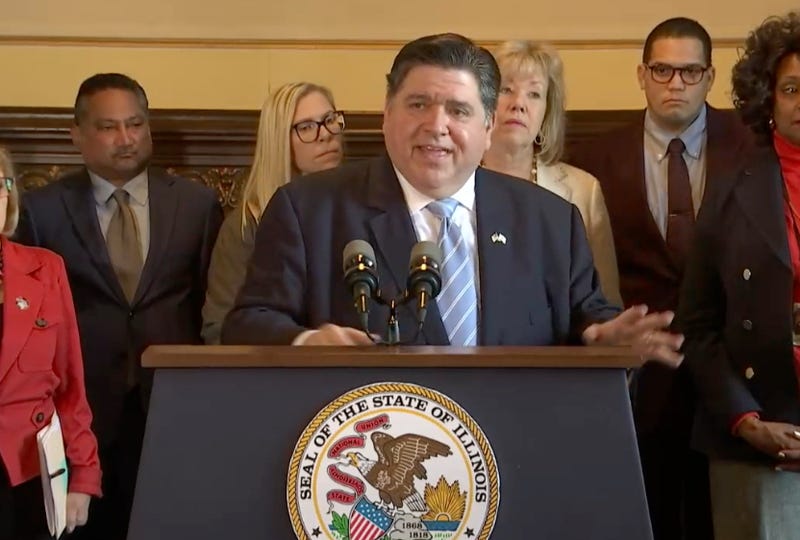 JB Pritzker at lectern