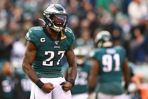 Malcolm Jenkins celebrates a big play for the Eagles.