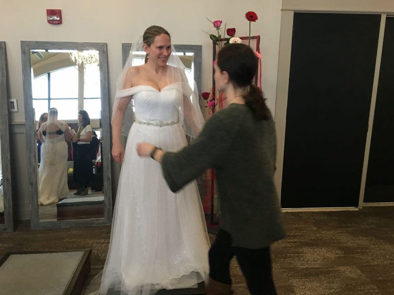 Jennifer Klein getting fitted