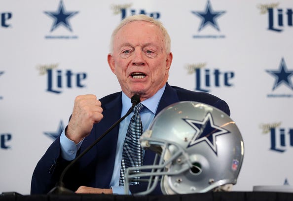 Jerry Jones speaks at a Dallas Cowboys press conference.
