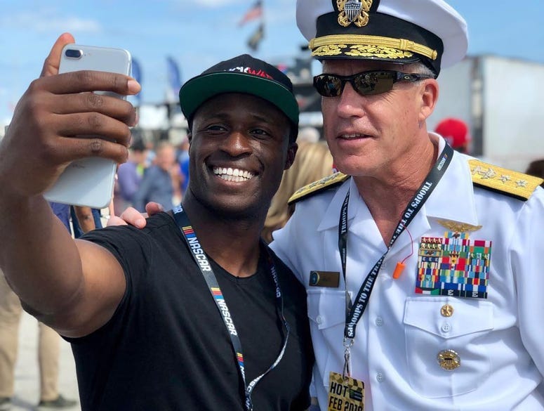 NASCAR driver and Lt. in the Navy Reserves Jesse Iwuji