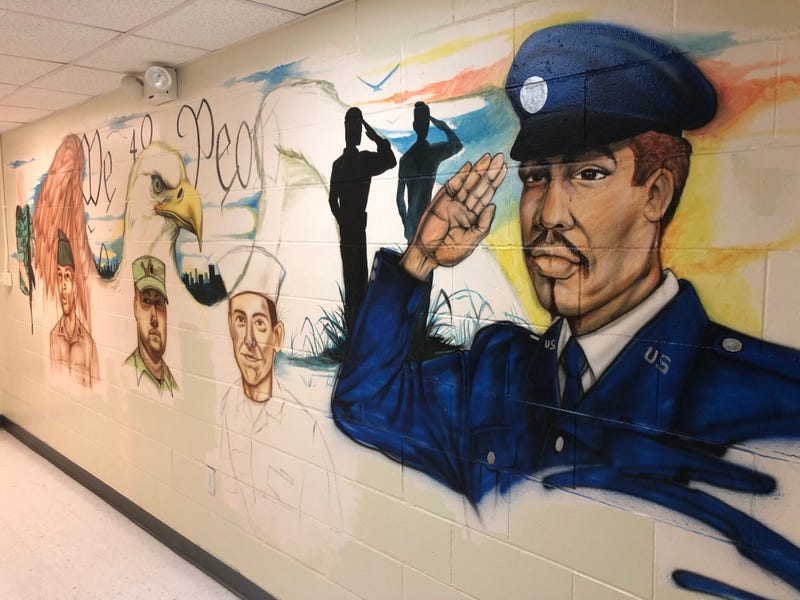 A mural painted by homeless veterans at The Joseph Center in East Saint Louis, Illinois. 