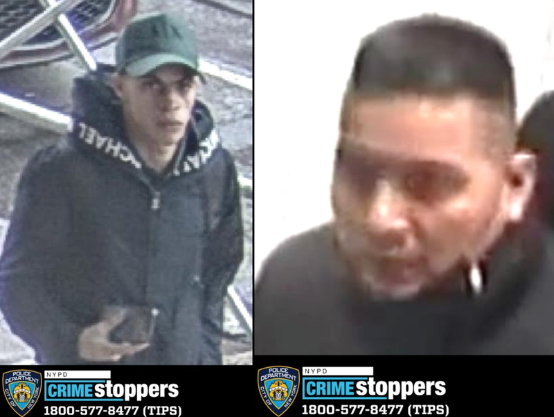 Police released new images of the black-clad man (left) and the fake Amazon worker (right) who allegedly robbed a Flushing jewelry store on Feb. 22, 2023