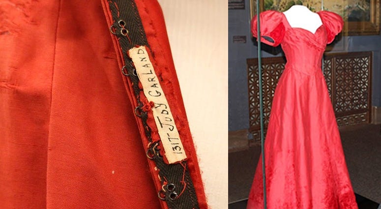 A dress worn by Judy Garland in Meet Me in St. Louis is on display