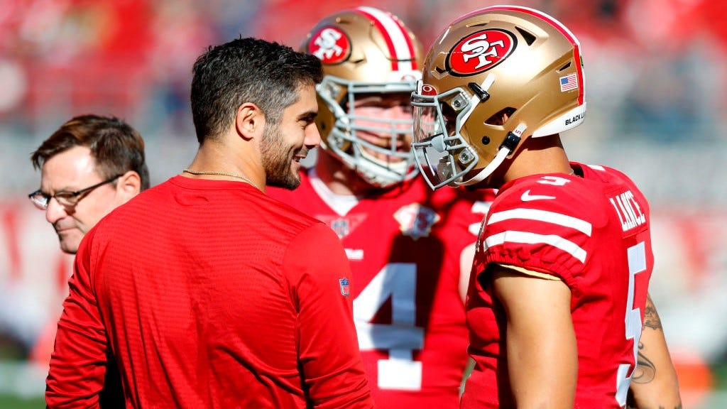 Trey Lance praises 'big bro' Jimmy Garoppolo for handling 49ers QB situation