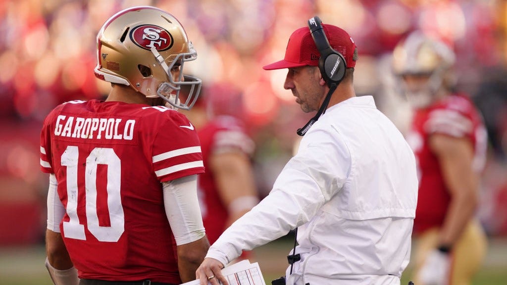 Kyle Shanahan gets defensive when asked about Jimmy G's 'weird' comments