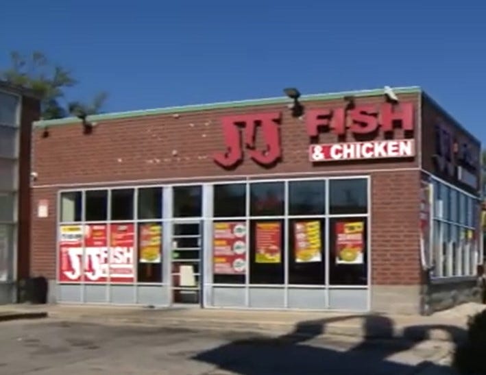 exterior of JJ Fish and Chicken