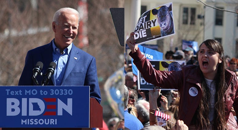 Joe Biden speaks to a crowd in St. Louis Missouri