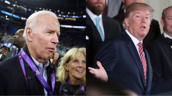 Former vice president Joe Biden and President Donald Trump.