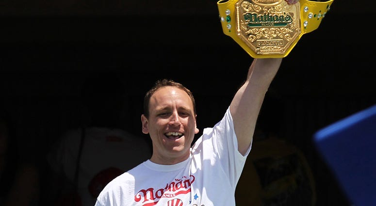 American competitive eater Joey Chestnut prior to the Axalta We Paint Winners 400 at Pocono Raceway on Jun 7, 2015.