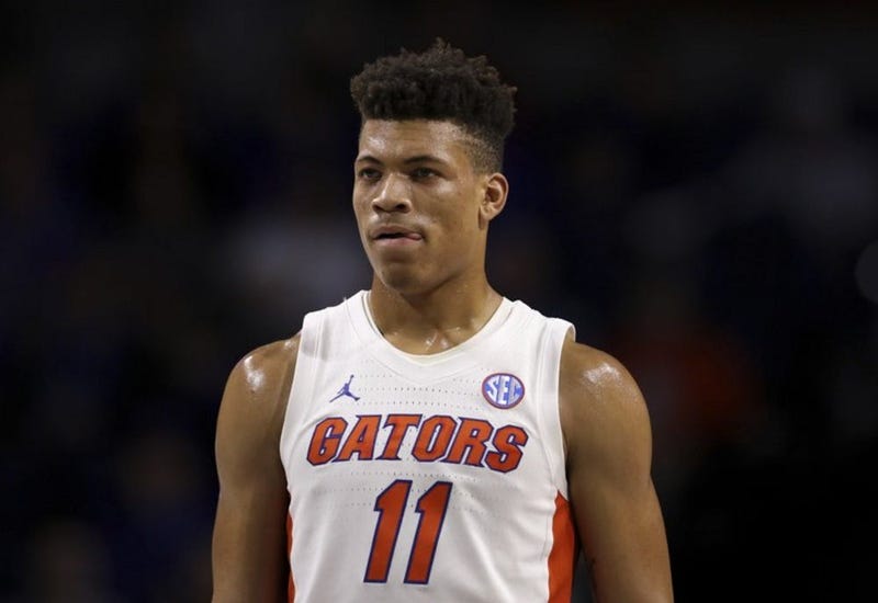 Florida forward Keyontae Johnson (11) looks on during during the first half of an NCAA college basketball game against Marshall in Gainesville, Fla. Johnson, the Southeastern Conference's preseason player of the year.