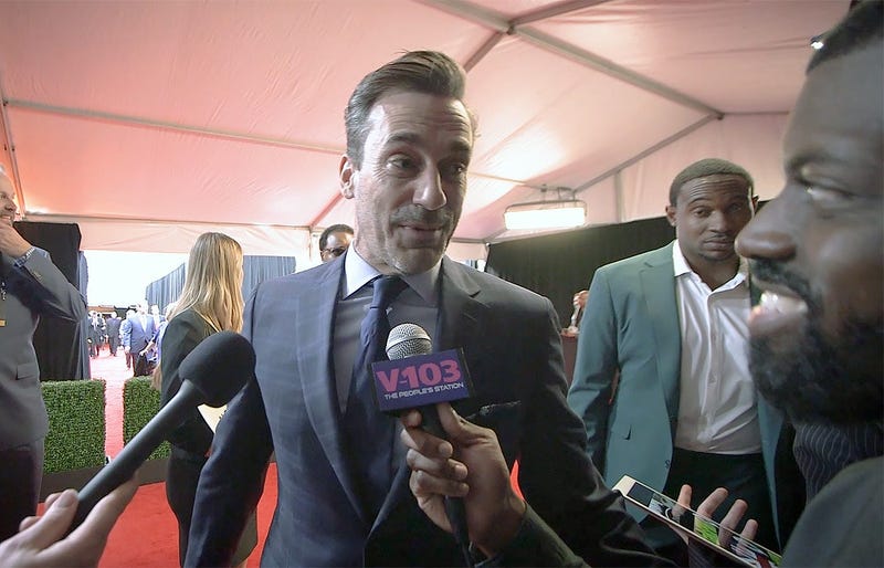 JR of The Morning Culture interviews Jon Hamm on the red carpet at the NFL Honors on Feb 2, 2019