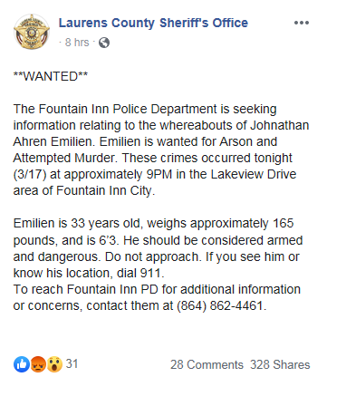 LCSO Facebook Post